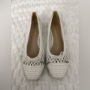 Sam Edelman May Raffia Ballet Flats  White Woven Bow Shoes With TAG Size:7